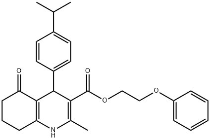 2-phenoxyethyl 4-(4-isopropylphenyl)-2-methyl-5-oxo-1,4,5,6,7,8-hexahydro-3-quinolinecarboxylate 结构式