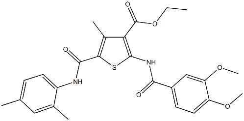 ethyl 2-[(3,4-dimethoxybenzoyl)amino]-5-[(2,4-dimethylanilino)carbonyl]-4-methyl-3-thiophenecarboxylate,347351-99-9,结构式