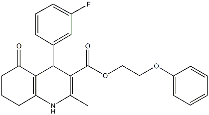 2-phenoxyethyl 4-(3-fluorophenyl)-2-methyl-5-oxo-1,4,5,6,7,8-hexahydro-3-quinolinecarboxylate|