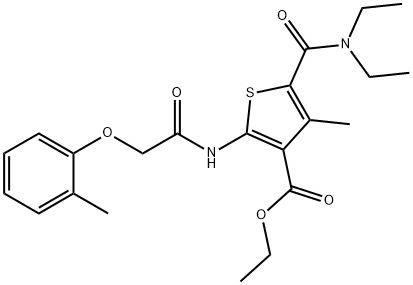 ethyl 5-[(diethylamino)carbonyl]-4-methyl-2-{[(2-methylphenoxy)acetyl]amino}-3-thiophenecarboxylate,347352-28-7,结构式