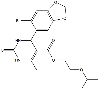 2-isopropoxyethyl 4-(6-bromo-1,3-benzodioxol-5-yl)-6-methyl-2-oxo-1,2,3,4-tetrahydro-5-pyrimidinecarboxylate Structure