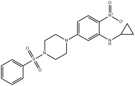 1-{3-(cyclopropylamino)-4-nitrophenyl}-4-(phenylsulfonyl)piperazine Struktur