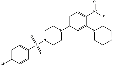 4-{5-{4-[(4-chlorophenyl)sulfonyl]-1-piperazinyl}-2-nitrophenyl}morpholine,347354-55-6,结构式