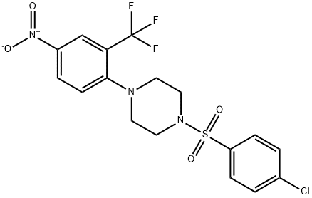 1-[(4-chlorophenyl)sulfonyl]-4-[4-nitro-2-(trifluoromethyl)phenyl]piperazine 化学構造式