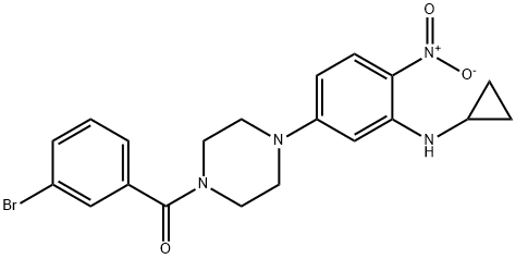 1-(3-bromobenzoyl)-4-{3-(cyclopropylamino)-4-nitrophenyl}piperazine 结构式