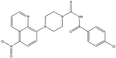 4-chloro-N-[(4-{5-nitro-8-quinolinyl}-1-piperazinyl)carbothioyl]benzamide Struktur