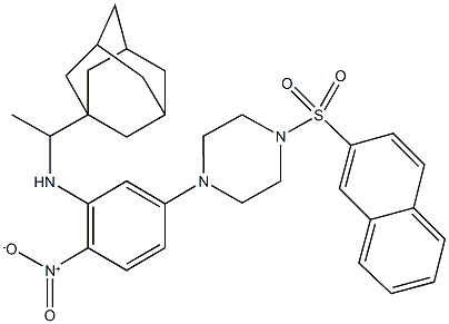 1-{3-{[1-(1-adamantyl)ethyl]amino}-4-nitrophenyl}-4-(2-naphthylsulfonyl)piperazine Struktur