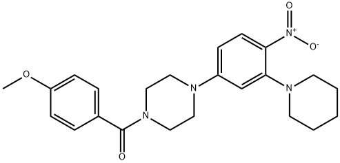 1-[4-nitro-3-(1-piperidinyl)phenyl]-4-(4-methoxybenzoyl)piperazine 化学構造式
