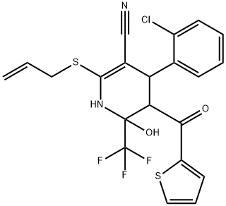 2-(allylsulfanyl)-4-(2-chlorophenyl)-6-hydroxy-5-(2-thienylcarbonyl)-6-(trifluoromethyl)-1,4,5,6-tetrahydro-3-pyridinecarbonitrile Structure