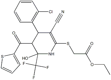 ethyl {[4-(2-chlorophenyl)-3-cyano-6-hydroxy-5-(2-thienylcarbonyl)-6-(trifluoromethyl)-1,4,5,6-tetrahydro-2-pyridinyl]sulfanyl}acetate 结构式