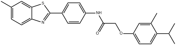 2-(4-isopropyl-3-methylphenoxy)-N-[4-(6-methyl-1,3-benzothiazol-2-yl)phenyl]acetamide,347364-66-3,结构式