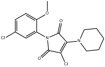 3-chloro-1-(5-chloro-2-methoxyphenyl)-4-(1-piperidinyl)-1H-pyrrole-2,5-dione Structure