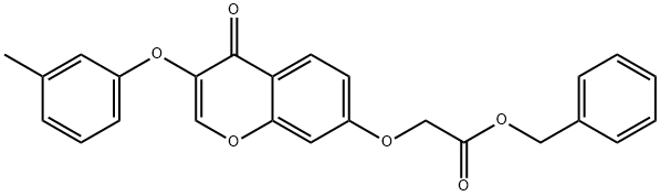 benzyl {[3-(3-methylphenoxy)-4-oxo-4H-chromen-7-yl]oxy}acetate 化学構造式