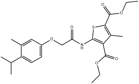 diethyl 5-{[(4-isopropyl-3-methylphenoxy)acetyl]amino}-3-methylthiophene-2,4-dicarboxylate,347366-61-4,结构式