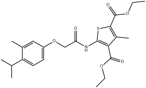 diethyl 5-{[(4-isopropyl-3-methylphenoxy)acetyl]amino}-3-methylthiophene-2,4-dicarboxylate Structure