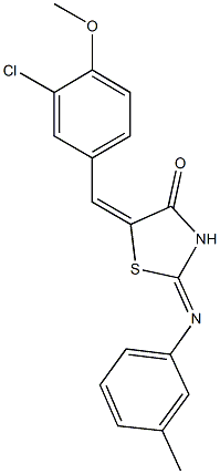 5-(3-chloro-4-methoxybenzylidene)-2-[(3-methylphenyl)imino]-1,3-thiazolidin-4-one Struktur