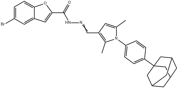 N'-({1-[4-(1-adamantyl)phenyl]-2,5-dimethyl-1H-pyrrol-3-yl}methylene)-5-bromo-1-benzofuran-2-carbohydrazide,347385-18-6,结构式