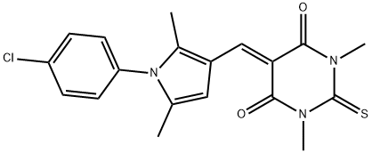 5-{[1-(4-chlorophenyl)-2,5-dimethyl-1H-pyrrol-3-yl]methylene}-1,3-dimethyl-2-thioxodihydropyrimidine-4,6(1H,5H)-dione,347385-74-4,结构式