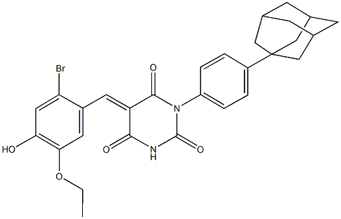 1-[4-(1-adamantyl)phenyl]-5-(2-bromo-5-ethoxy-4-hydroxybenzylidene)-2,4,6(1H,3H,5H)-pyrimidinetrione Structure