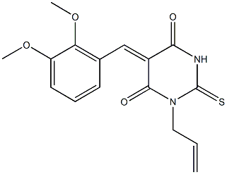 1-allyl-5-(2,3-dimethoxybenzylidene)-2-thioxodihydro-4,6(1H,5H)-pyrimidinedione,347394-85-8,结构式