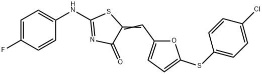 5-({5-[(4-chlorophenyl)sulfanyl]-2-furyl}methylene)-2-[(4-fluorophenyl)imino]-1,3-thiazolidin-4-one,347395-16-8,结构式