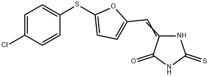 5-({5-[(4-chlorophenyl)sulfanyl]-2-furyl}methylene)-2-thioxo-4-imidazolidinone Structure