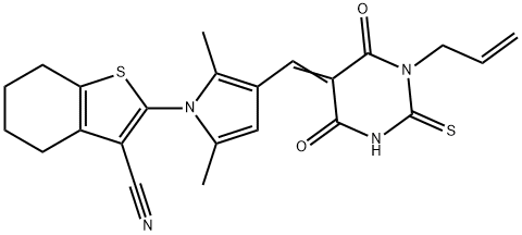 347395-60-2 2-{3-[(1-allyl-4,6-dioxo-2-thioxotetrahydro-5(2H)-pyrimidinylidene)methyl]-2,5-dimethyl-1H-pyrrol-1-yl}-4,5,6,7-tetrahydro-1-benzothiophene-3-carbonitrile