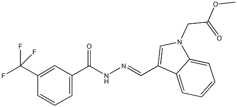 methyl (3-{2-[3-(trifluoromethyl)benzoyl]carbohydrazonoyl}-1H-indol-1-yl)acetate 化学構造式