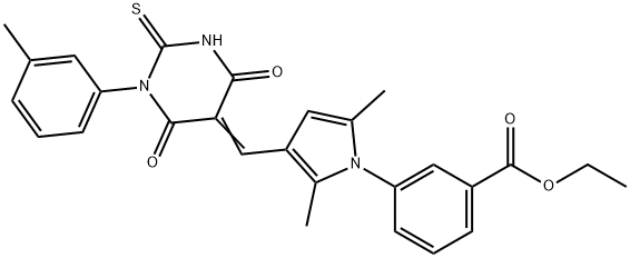 ethyl 3-{2,5-dimethyl-3-[(1-(3-methylphenyl)-4,6-dioxo-2-thioxotetrahydro-5(2H)-pyrimidinylidene)methyl]-1H-pyrrol-1-yl}benzoate Structure