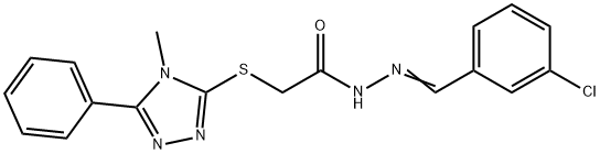 N'-(3-chlorobenzylidene)-2-[(4-methyl-5-phenyl-4H-1,2,4-triazol-3-yl)sulfanyl]acetohydrazide Struktur