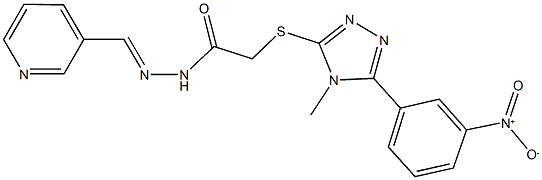 2-[(5-{3-nitrophenyl}-4-methyl-4H-1,2,4-triazol-3-yl)sulfanyl]-N'-(3-pyridinylmethylene)acetohydrazide Struktur