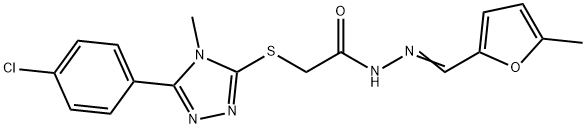 2-{[5-(4-chlorophenyl)-4-methyl-4H-1,2,4-triazol-3-yl]sulfanyl}-N'-[(5-methyl-2-furyl)methylene]acetohydrazide,348104-58-5,结构式