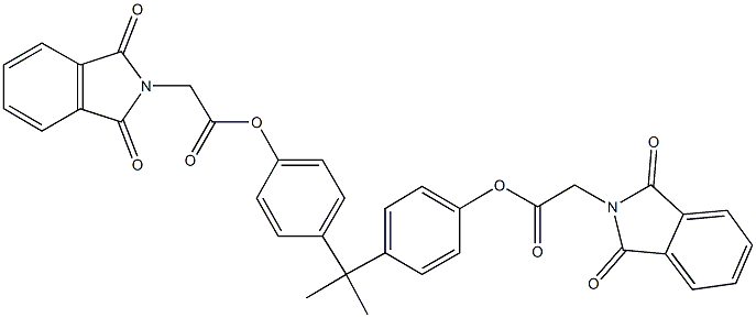 4-[1-(4-{[(1,3-dioxo-1,3-dihydro-2H-isoindol-2-yl)acetyl]oxy}phenyl)-1-methylethyl]phenyl (1,3-dioxo-1,3-dihydro-2H-isoindol-2-yl)acetate 化学構造式