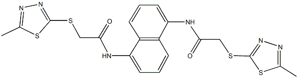 2-[(5-methyl-1,3,4-thiadiazol-2-yl)sulfanyl]-N-[5-({[(5-methyl-1,3,4-thiadiazol-2-yl)sulfanyl]acetyl}amino)-1-naphthyl]acetamide,348140-39-6,结构式