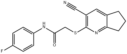 2-[(3-cyano-6,7-dihydro-5H-cyclopenta[b]pyridin-2-yl)sulfanyl]-N-(4-fluorophenyl)acetamide Structure