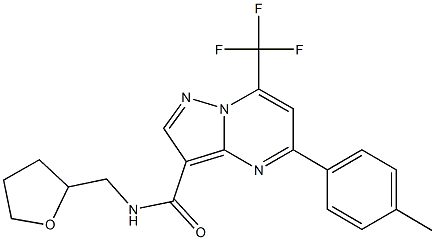 5-(4-methylphenyl)-N-(tetrahydro-2-furanylmethyl)-7-(trifluoromethyl)pyrazolo[1,5-a]pyrimidine-3-carboxamide Struktur