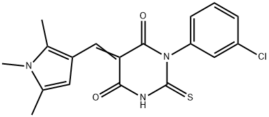 1-(3-chlorophenyl)-2-thioxo-5-[(1,2,5-trimethyl-1H-pyrrol-3-yl)methylene]dihydro-4,6(1H,5H)-pyrimidinedione 化学構造式