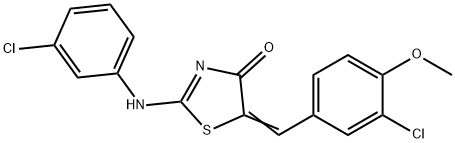 5-(3-chloro-4-methoxybenzylidene)-2-[(3-chlorophenyl)imino]-1,3-thiazolidin-4-one 结构式
