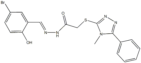 N'-(5-bromo-2-hydroxybenzylidene)-2-[(4-methyl-5-phenyl-4H-1,2,4-triazol-3-yl)sulfanyl]acetohydrazide 化学構造式