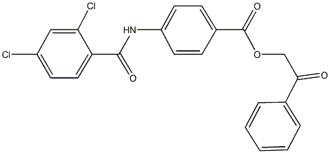 2-oxo-2-phenylethyl 4-[(2,4-dichlorobenzoyl)amino]benzoate 化学構造式