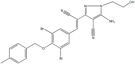 348621-11-4 5-amino-3-(1-cyano-2-{3,5-dibromo-4-[(4-methylbenzyl)oxy]phenyl}vinyl)-1-(2-hydroxyethyl)-1H-pyrazole-4-carbonitrile