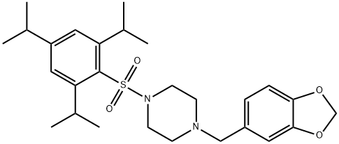 1-(1,3-benzodioxol-5-ylmethyl)-4-[(2,4,6-triisopropylphenyl)sulfonyl]piperazine Struktur