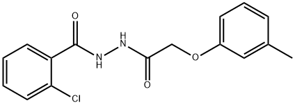 2-chloro-N'-[(3-methylphenoxy)acetyl]benzohydrazide 化学構造式
