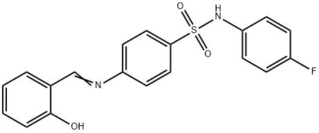 N-(4-fluorophenyl)-4-[(2-hydroxybenzylidene)amino]benzenesulfonamide 化学構造式