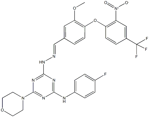 4-[2-nitro-4-(trifluoromethyl)phenoxy]-3-methoxybenzaldehyde [4-(4-fluoroanilino)-6-(4-morpholinyl)-1,3,5-triazin-2-yl]hydrazone,349497-94-5,结构式