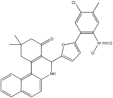 5-(5-{5-chloro-2-nitro-4-methylphenyl}-2-furyl)-2,2-dimethyl-2,3,5,6-tetrahydrobenzo[a]phenanthridin-4(1H)-one 化学構造式