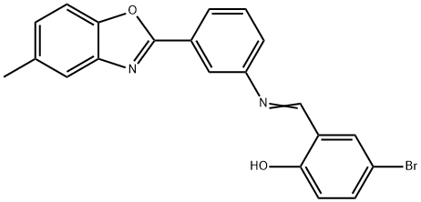 4-bromo-2-({[3-(5-methyl-1,3-benzoxazol-2-yl)phenyl]imino}methyl)phenol 化学構造式