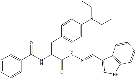 N-(2-[4-(diethylamino)phenyl]-1-{[2-(1H-indol-3-ylmethylene)hydrazino]carbonyl}vinyl)benzamide,349565-04-4,结构式