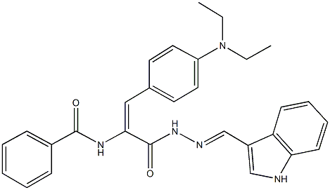 N-(2-[4-(diethylamino)phenyl]-1-{[2-(1H-indol-3-ylmethylene)hydrazino]carbonyl}vinyl)benzamide Struktur