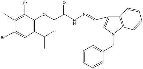 N'-[(1-benzyl-1H-indol-3-yl)methylene]-2-(2,4-dibromo-6-isopropyl-3-methylphenoxy)acetohydrazide Struktur